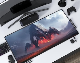 アーティファクト ロック メカ デスクマット | マウンテン ウォーカー マウスパッド | SF ゲーミング デスクパッド | メカ ワークスペース アクセサリ | MTG カード プレイマット