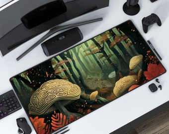 マッシュルーム トリュフ フォレスト | コテージ コア デスクマット | マウスパッド | 保護プレイマット | 仕事 ゲーム オフィス ホーム | ステッチ エッジ | 3 つのサイズ オプション
