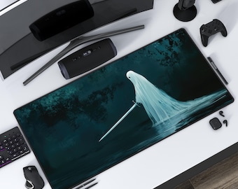 ゴースト オブ ザ レイク | エクスカリバー ソード | ファンタジー マウスパッド | ゲーム用マット | ハロウィン オフィス デコレーション | デスク アクセサリー | 3 サイズ