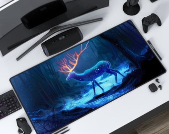 マジック ディア ペトロナス | ブルー ファンタジー デザイン | ハリー ポッターにインスパイアされた | マジック デスクマット | マウスパッド | 保護プレイマット | ステッチ エッジ | 3 サイズ
