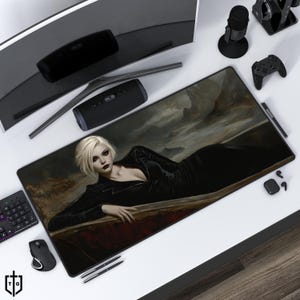 Vampir Goth Mädchen in einem Sarg, Gothic Maus Pad, Gruselige Schreibtisch Dekor, Halloween Schreibtisch Zubehör, Vampir Maus Matte
