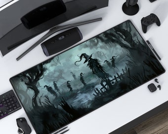 Campos de espantapájaros / Diseño gótico negro / Wilds of Eldraine inspirado / Tapete de escritorio negro oscuro / Mousepad de pantano / Tapete protector / 3 tamaños
