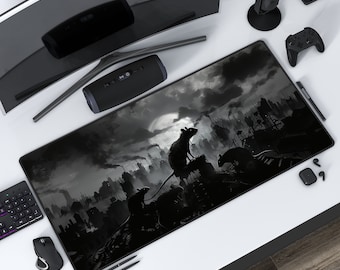 ラット シティ | ビクトリア朝ゴシック デザイン | ラットフォーク風 | ダーク デスクマット | ブラック マウスパッド | 保護プレイマット | ステッチ エッジ | 3 サイズ