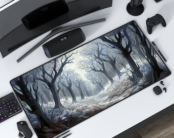 ホワイト ペイル フォレスト | ホワイト ゴシック デザイン | ライト フォレスト | エルドレインの荒野にインスパイアされた | デスクマット | マウスパッド | テーブルトップ | 保護プレイマット。