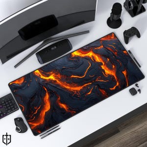 Lava Extended Mouspad | Protective Playmat | Deskmat | Work Game Office Home | Stitched Edges | 3 Size Options