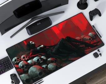 アンデッドの女王 | ゴシック デスク アクセサリー | 吸血鬼好きへのギフト | ハロウィーン ゲーム デコレーション | 不気味な頭蓋骨のプレイマット | マウスパッド | 3 サイズ