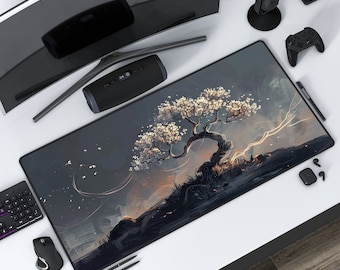 日本の花の木 | 日本のデスクパッド | Lofi Design | 日本のマウスパッド | 保護プレイマット | 仕事用ゲームオフィス家庭用 | 3 つのサイズオプション