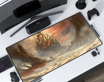 汚染された砂漠の土地 | ダークファンタジー | エルドラージにインスパイアされた | デスクマット | ゲーム用マウスパッド | 自宅オフィスまたは卓上対応 | 保護プレイマット。