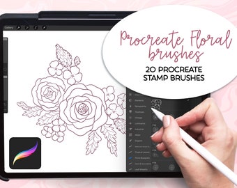 Procreate Digital stamp set floral bouquets, digital clip art set, hand drawn illustrations, digital stamps, decorative stamps, procreate