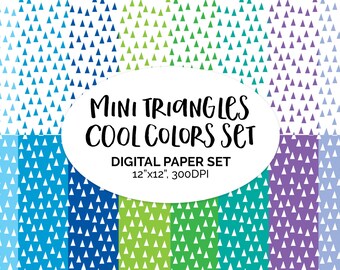 Digital Cool colors graph lines scrapbook paper set, digital scrapbooking, geometric paper, graph paper, geometric lines, cool colors set