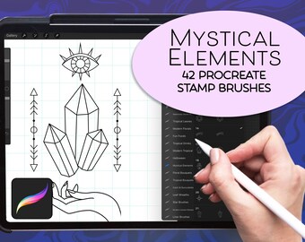 Procreate Digital stamp set mystical elements, digital clip art set, hand drawn illustrations, digital stamps, decorative stamps, procreate