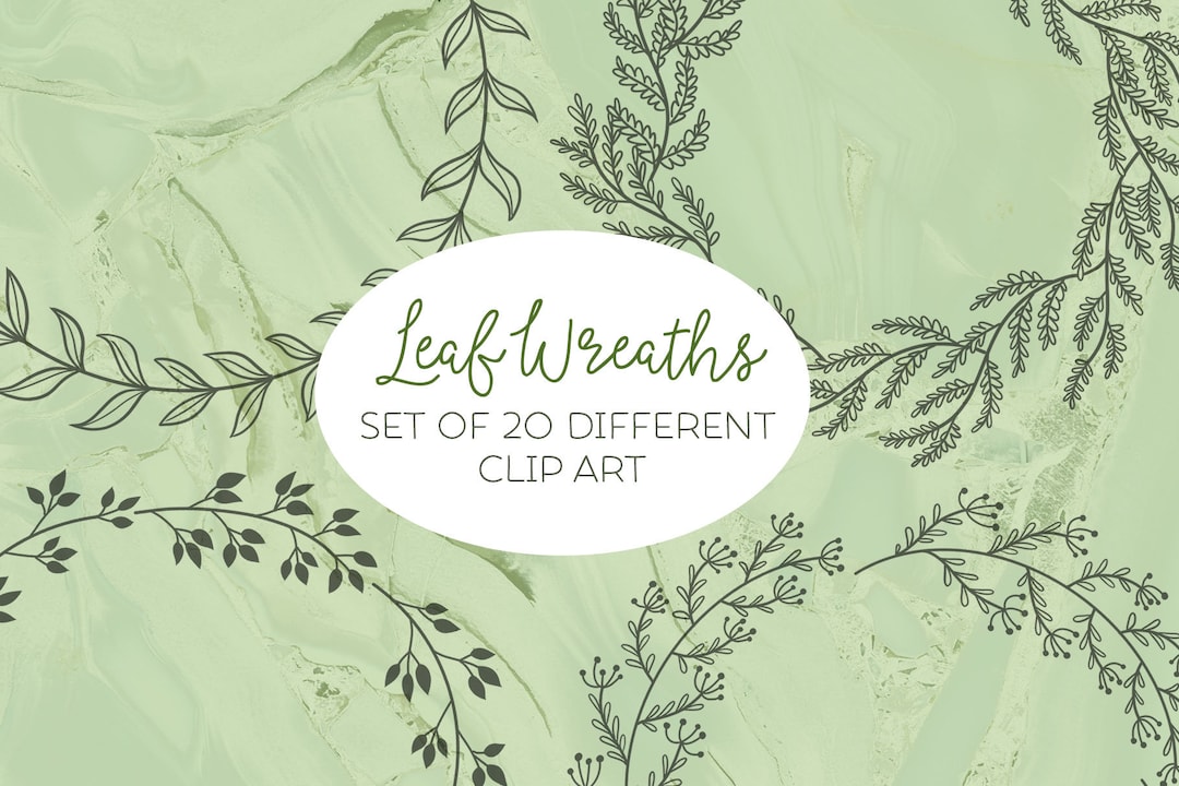 Digital Stamp Set Leaf Wreaths Digital Clip Art Set Hand - Etsy