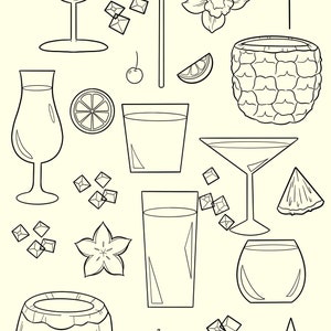 Procreate Digital stamp set tropical drink illustrations, hand drawn illustrations, digital stamps, decorative stamps, procreate, drinks image 2