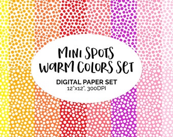 Digital warm colors mini spots scrapbook paper set, digital scrapbooking, digital paper pack, seamless pattern, scrapbook pattern, printable