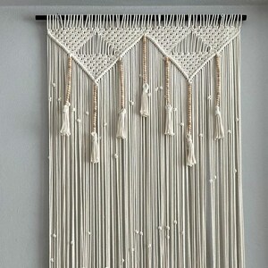 Wood beaded curtain, Macrame Curtain For Door or Window, Customızable Curtain, handmade curtain, Macrame Room Divider, cafe curtain