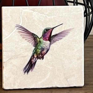 Handmade Marble Hummingbird Coasters