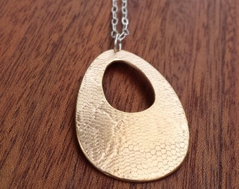 Teardrop Pendant - Vintage Lace Finish - Bronze and Sterling Silver - Hand Crafted Necklace