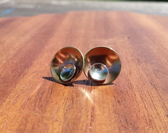 Bronze, Sterling, Simple, Subtle, Unique, Everyday, Classic, Big, Stud, Earrings, Moon at Dawn