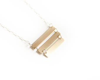 Multi Bar Necklace, Bronze, Sterling Silver, Modern, Line, Pendant, Statement, Necklace, Easy, Everday