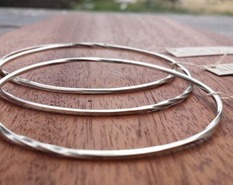 Classic, Bangle, Bracelet, Sterling, Silver, Round, Bracelet, Stacking, Twist, Elegant, Timeless, Fashion, Lightweight, Design