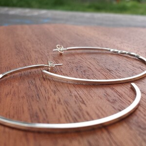 Large, Classic, Hoops, Earrings, Sterling, Silver, Twisted, Elegant, Design, Timeless Fashion, Light weight, goes with everything image 1