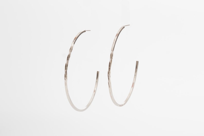 Large, Classic, Hoops, Earrings, Sterling, Silver, Twisted, Elegant, Design, Timeless Fashion, Light weight, goes with everything image 5