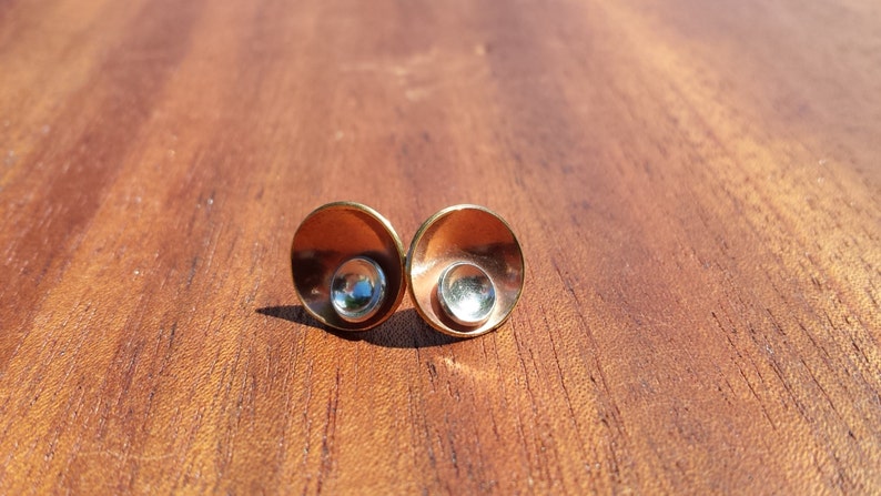 Small, Bronze, Sterling, Silver, Post, Stud, Earrings, Handcrafted, Unique, Earrings image 1