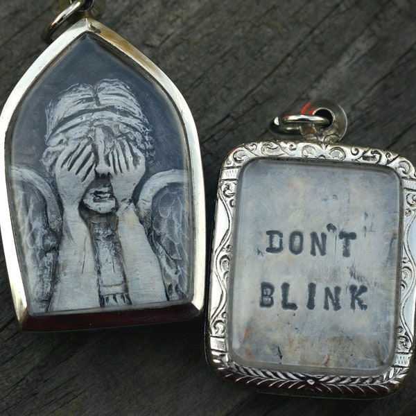 Weeping Angel 2 sided pendant necklace Doctor Who