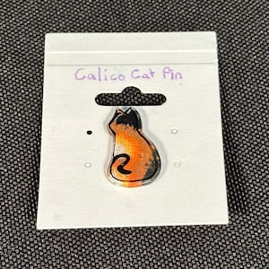 Handmade calico cat shrink plastic resin pin