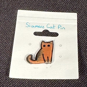 Handmade siamese cat shrink plastic resin pin