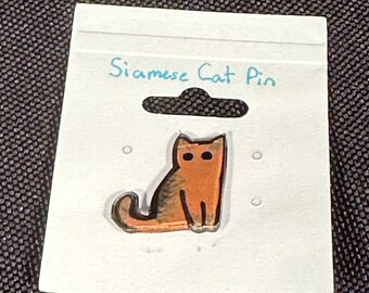 Handmade siamese cat shrink plastic resin pin