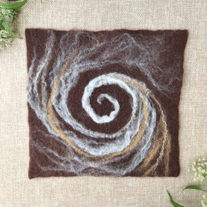 Hurricane Spiral Galaxy Vortex Twist Motion Swirl Geometric Cyclone Hand-Felted Fiber Wall Art