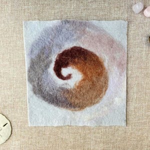 Spiral Swirl Beige Gray Gradient Neutral Zen Minimalist Modern Organic 8x8 Hand-Felted Wall Art