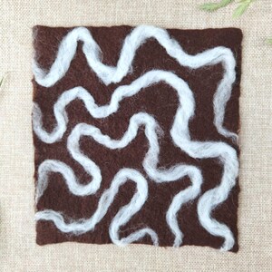 Ocean Water Wave Ripple Surface Flow Path Minimalist Abstract MCM Hand-Felted Textile Wall Art