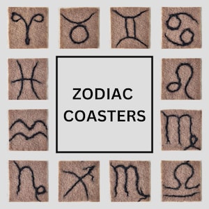 Zodiac Sign Horoscope Western Astrology Birth Month Occult Symbol Esoteric Felted Wool Coaster