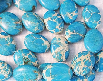 Blue Sea Sediment Jasper, Puff Oval, 18mm x 14mm, 23 count - gm559