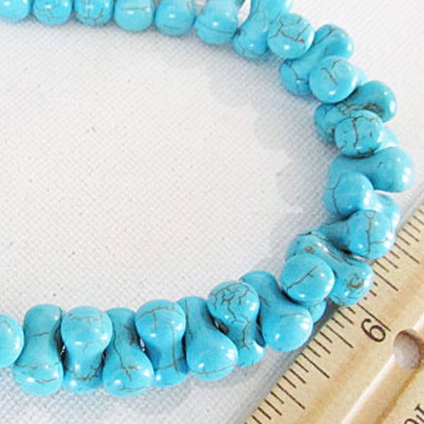 Blue Turquoise Pellet Beads, Stacking Bone, 14mm x 8mm, Turquoise Howlite, 64 count - tq679