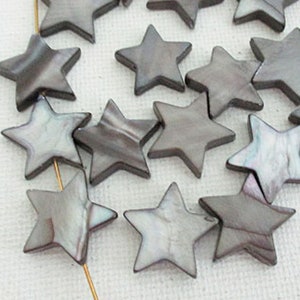 Gray Star Beads, Mother of Pearl Shell, 18mm x 3mm, 15 count - sh310