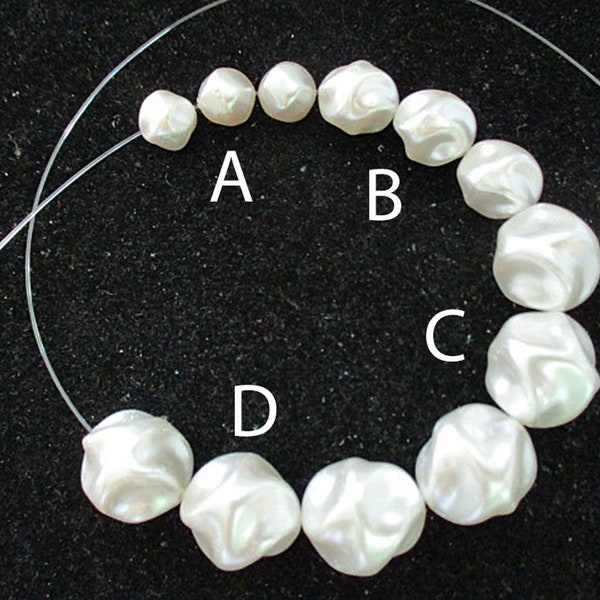 Pearl White Twisted Round Acrylic Beads, 12mm to 18mm, U Pick Size, 15 count - ab197