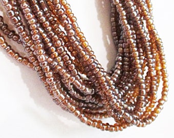 Glass Seed Beads, 10/0 Transparent Brown, 2-3mm Round, 17 strands - sb29b