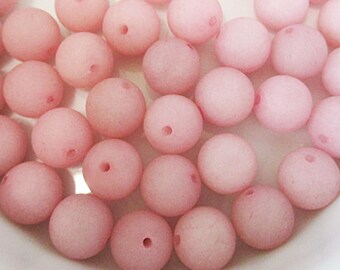 Pink Jade Beads, Matte 10mm Smooth Round Beads, 34 count - gm475p