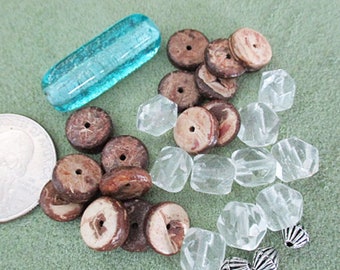 Bead Bundle, Glass, Wood, Bone, Assorted Sizes & Shapes, 31 count - bb30