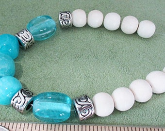 Assorted Bead Bundle, Glass, Jade, Wood, Metal, Beads for DIY Bracelet, 19 count - bb29