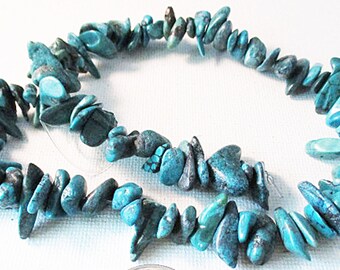 Turquoise Chip Splinter Beads, Green Blue Dyed & Stabilized, Small to Xlarge, Full Strand - tq782