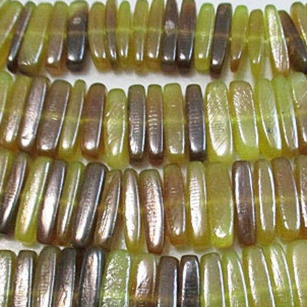 Green Horn Stick Beads, 15mm x 3mm Center Drilled, 20 count - hb12