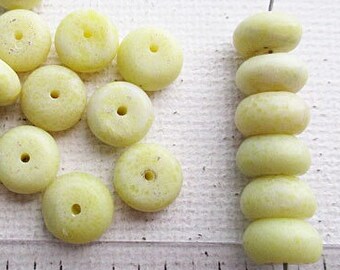 Olive Jade Beads, Light Yellow Green Rondelle, 8mm x 5mm, 71 count - gm318