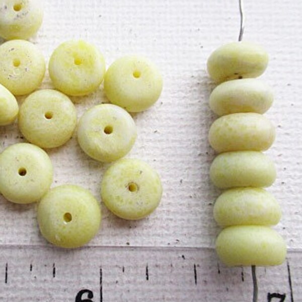 Olive Jade Beads, Light Yellow Green Rondelle, 8mm x 5mm, 71 count - gm318