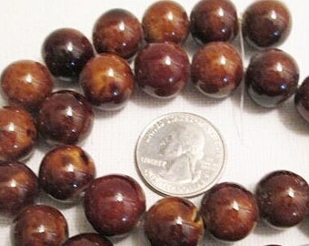 Ceramic Beads, Brown 14mm Round Balls, 28 count - cr74