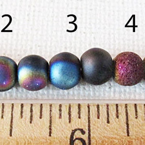 Coated Matte Glass Beads, 5-6mm Round Beads, U Pick - gc606