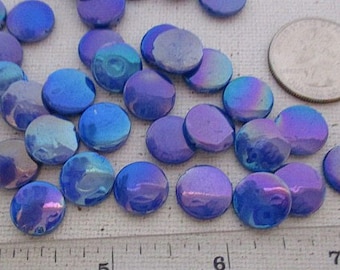Cobalt Blue AB 13mm Round Coin Beads, Mother of Pearl Shell, 20 count - sh290